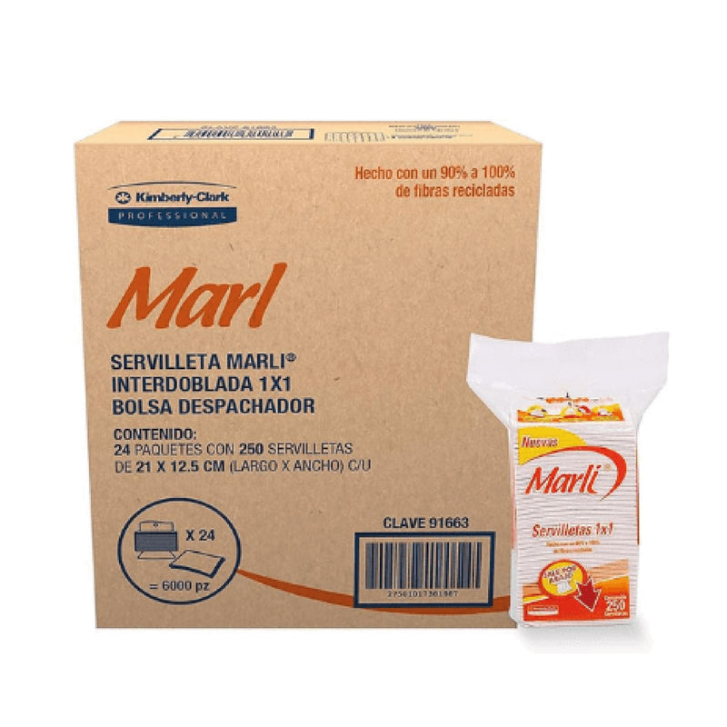 Servilleta Marli Interdoblada 1 x 1  Bolsa Despachador